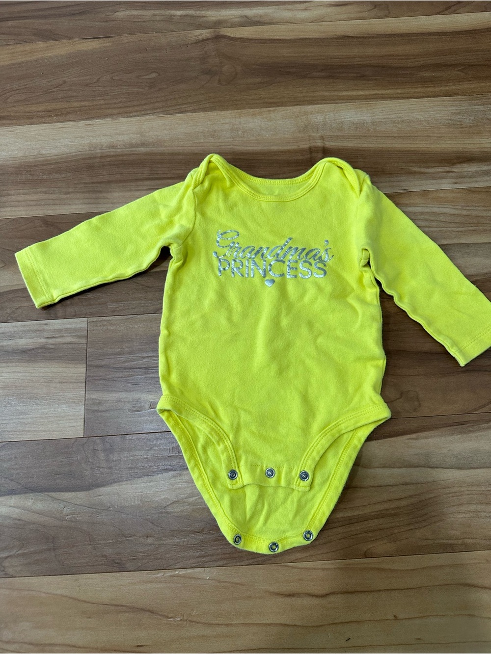 Grandma's Princess Yellow Long-Sleeve Baby One-Piece